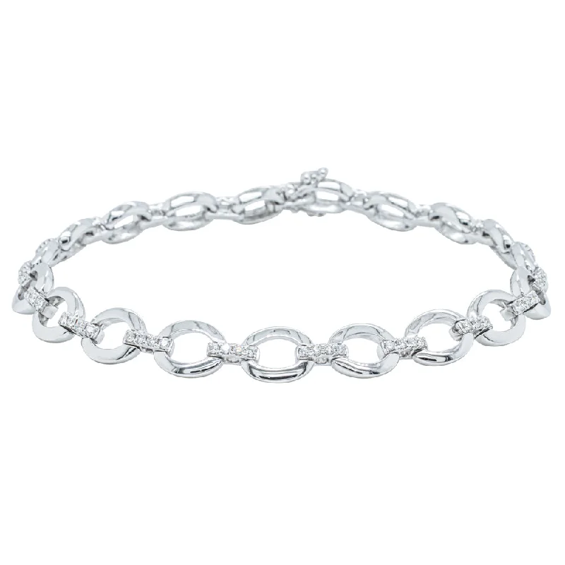 14ct White Gold .50ct Diamond Oval Link Bracelet