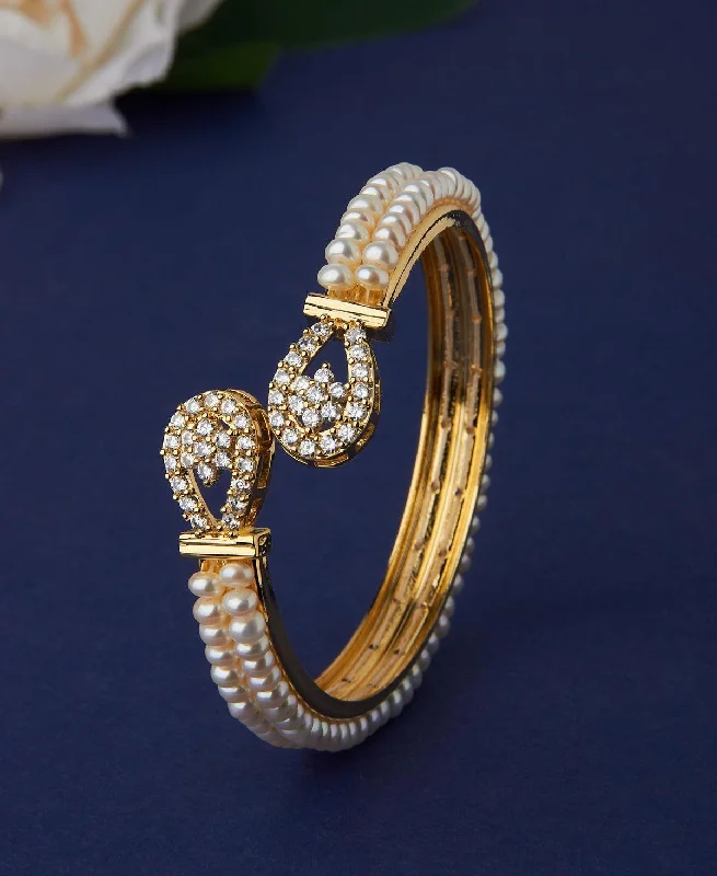 Stunning Stone Studded Pearl Bangle