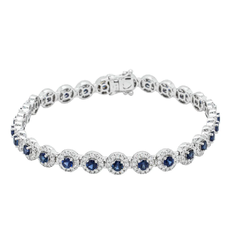 18ct White Gold 3.59ct Sapphire & Diamond Eclipse Bracelet