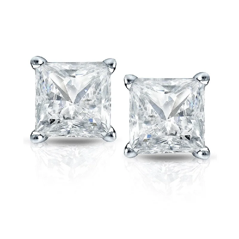 Auriya 3/4ctw Princess-cut Diamond Stud Earrings 14k Gold Martini-set (I-J, SI2-SI3)