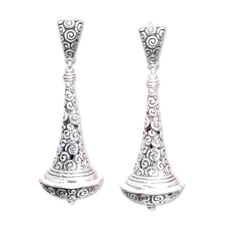 Handmade Sterling Silver Temple Bells Earrings (Indonesia)