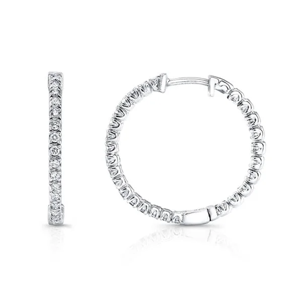 14k White Gold 1/2ct TDW Diamond Hoop Earrings (I-J I2-I3)