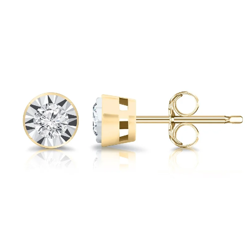 Auriya 14k Gold 3/8ctw Round Diamond Stud Earrings Bezel-set (G-H, I1-I2)