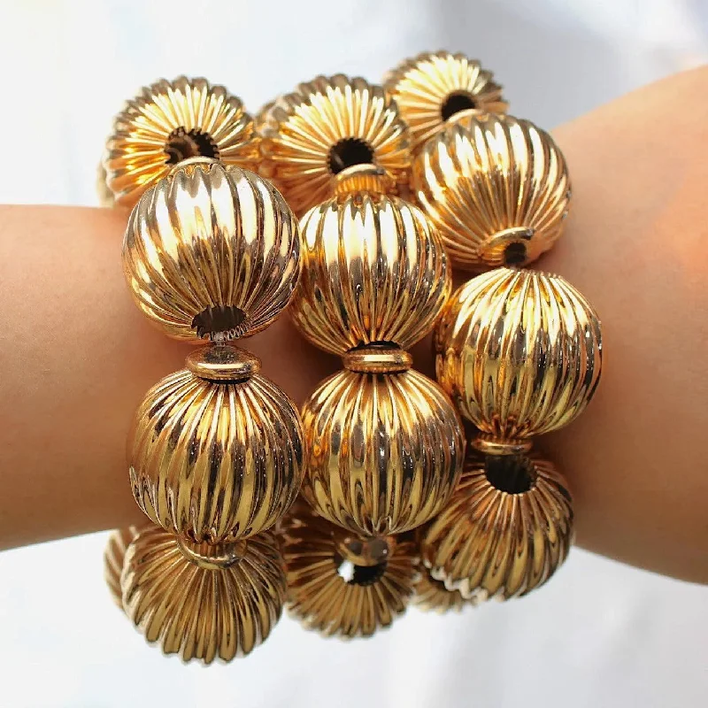 TFC Vortex Bold Big Gold Plated Bracelet Stack (Set of 3)