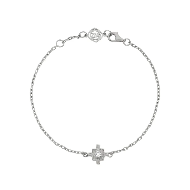 Zoe & Morgan Inka Bracelet - Sterling Silver & White Zircon