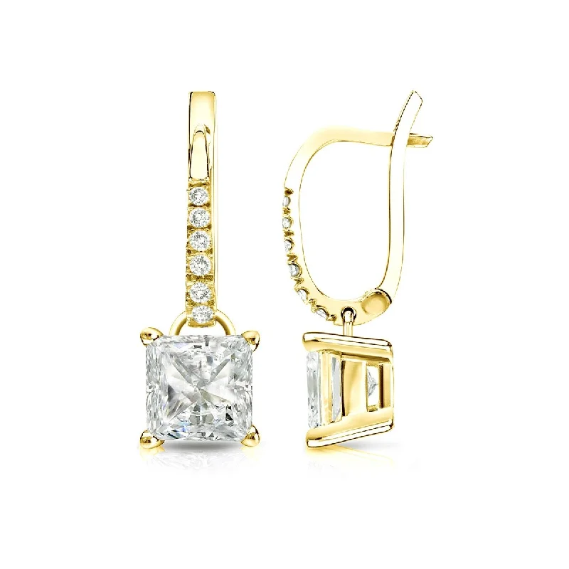 Auriya 14k Gold 2ctw Princess-cut Diamond Dangle Earrings (J-K, I1-I2)