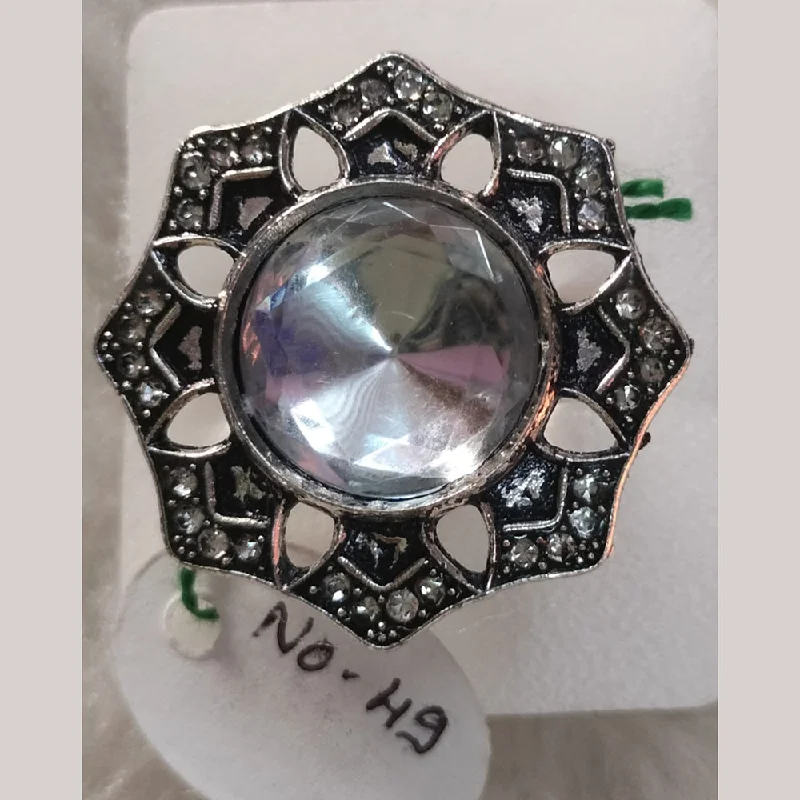 Khushboo Jewellers Oxidised Plated Crystal Stone Ring