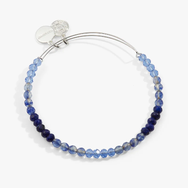 Ombre Faceted Stone Beaded Charm Bangle, Blue