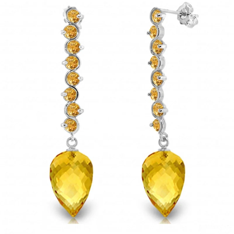 22.1 Carat 14K Solid Gold Drop Briolette Citrine Gemstone Earrings