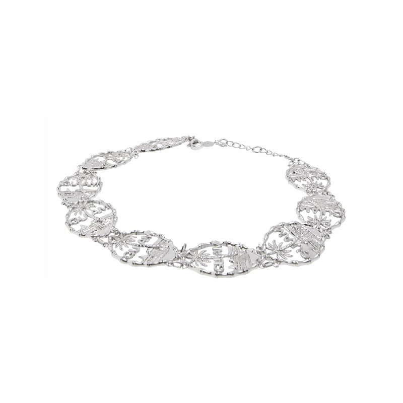 Silver Guam Seal Linked Bracelet | Adjustable |  7"- 8"