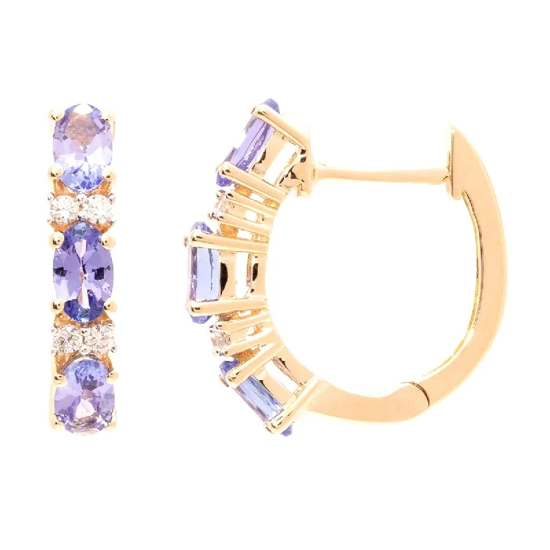 14Kt Gold Tanzanite and Diamond Earrings