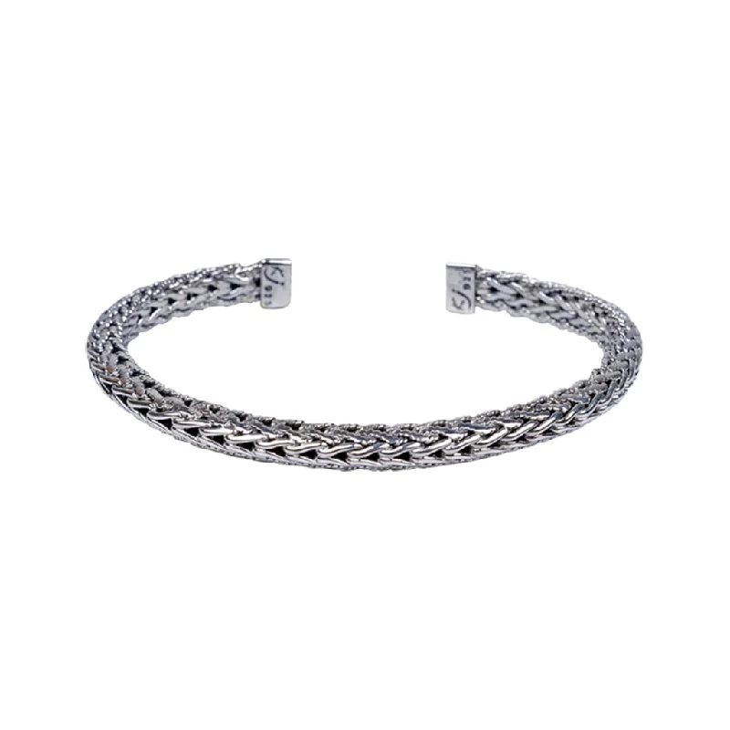 Silver Dragon Weave Bangle