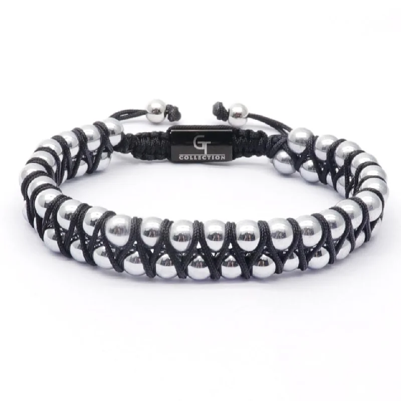 Men's HEMATITE Double Bead Bracelet