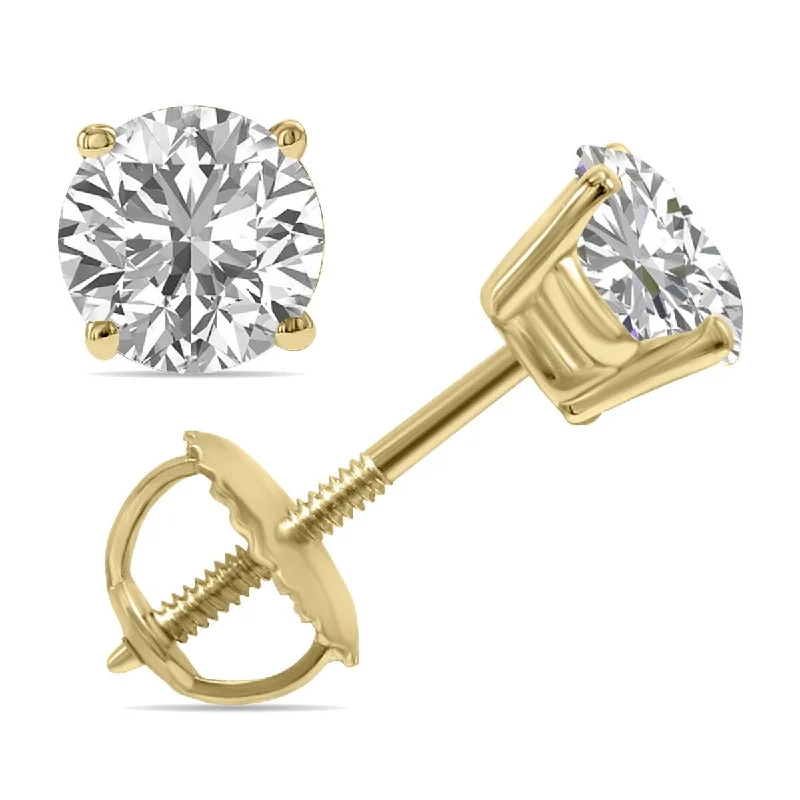 Marquee Lab Grown 1.25 Carat Total Weight Diamond Solitaire Earrings in 14K Yellow Gold