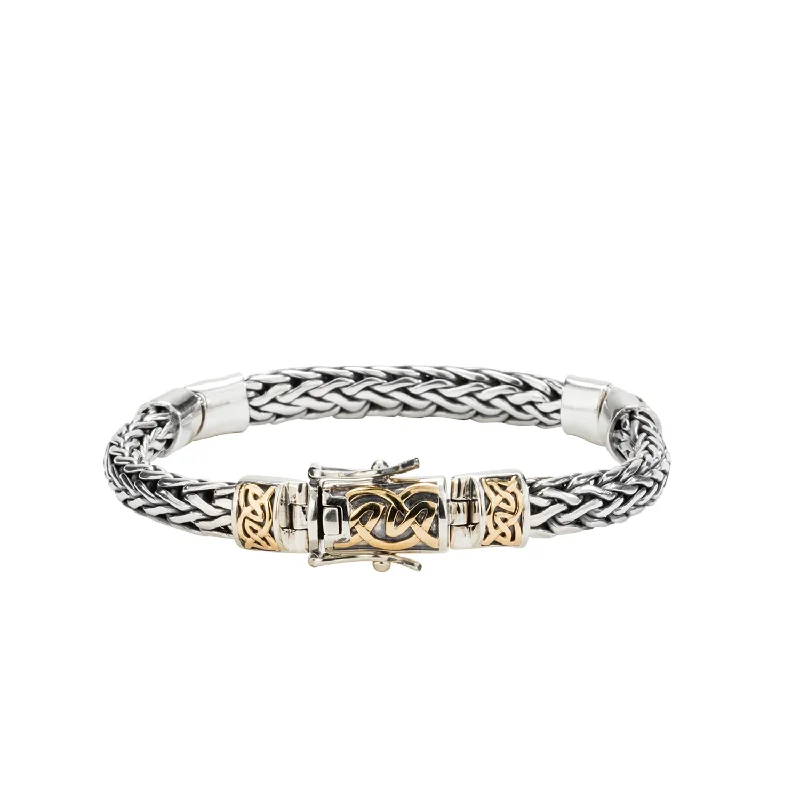 Silver and 10k Gold Dragon Weave Hinged Bracelet