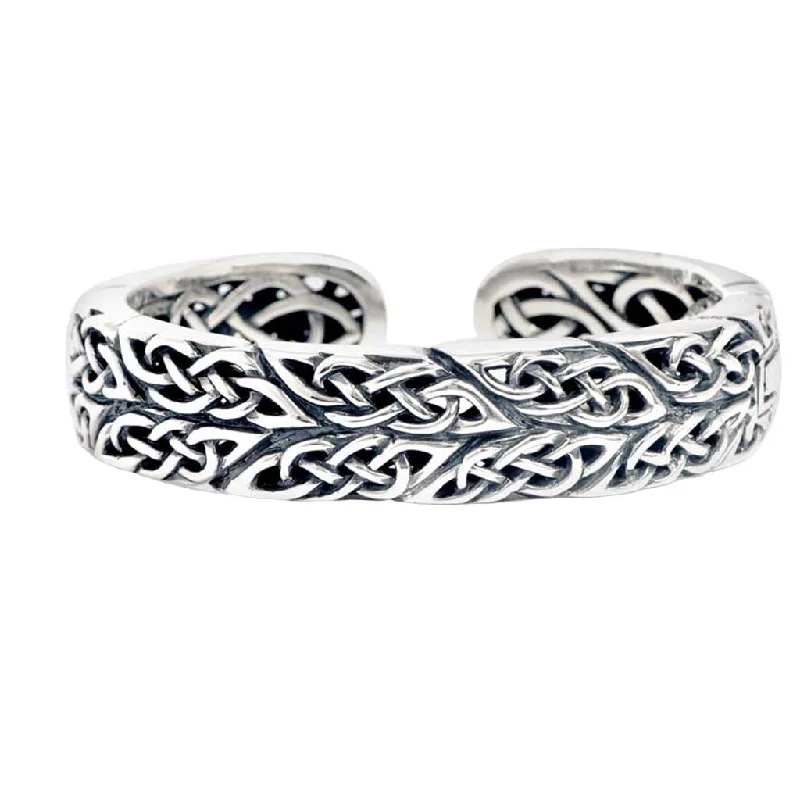 Silver Celtic Double Knotwork Hinged Bangle