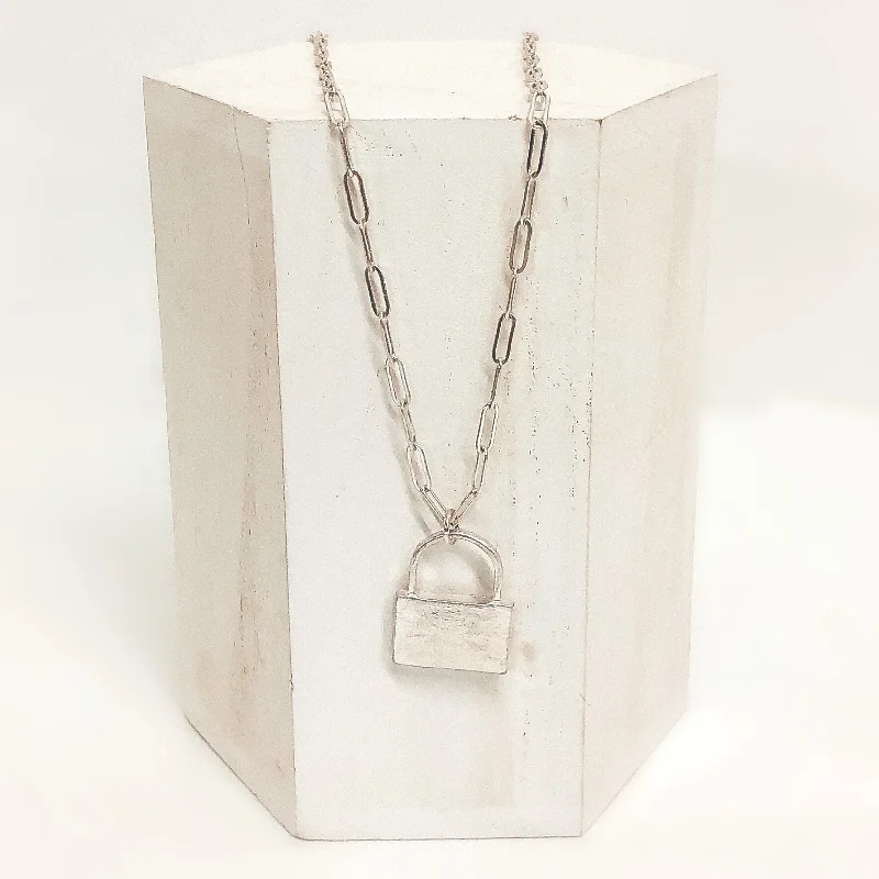 Locked In Necklace with Lock Pendant in Silver