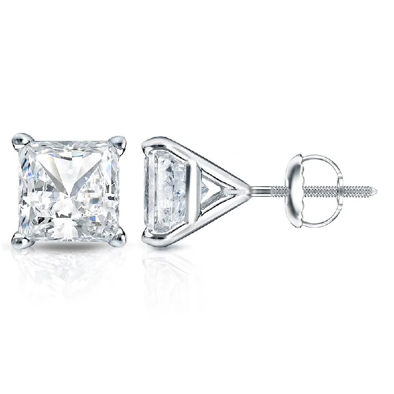 Auriya 1 1/2ctw Princess-cut Diamond Stud Earrings 14k Gold Martini-set (H-I, SI1-SI2)