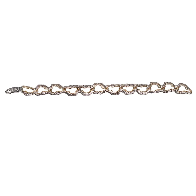 Silver and 10k Gold Organic Link Bracelet - Small