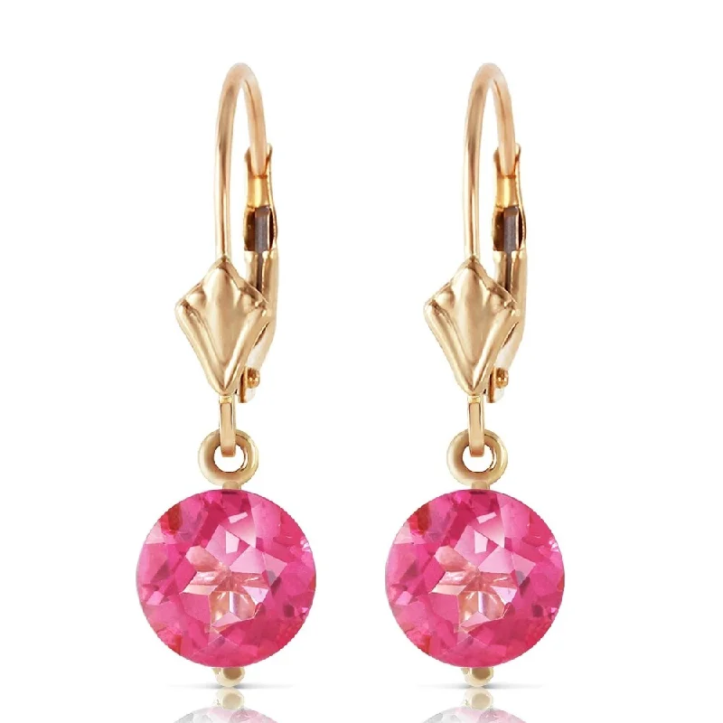 3.1 CTW 14K Solid Gold Girltalk Pink Topaz Earrings