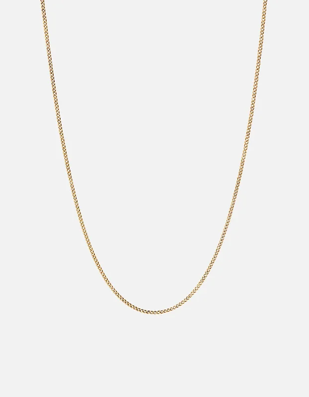 1.3mm Cuban Chain Necklace, 14k Gold