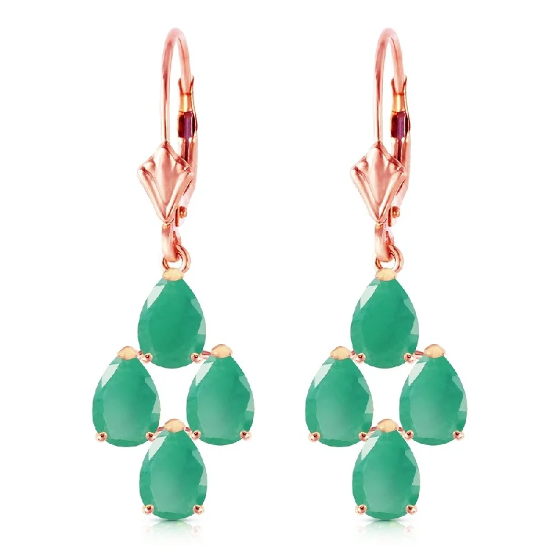 4.5 Carat 14K Solid Rose Gold Emerald Spring Earrings