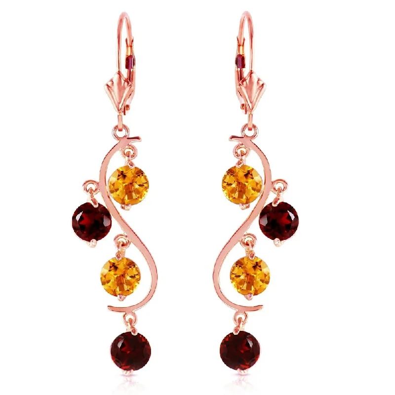 4.6 Carat 14K Solid Rose Gold Garnet Cirine Drop Earrings