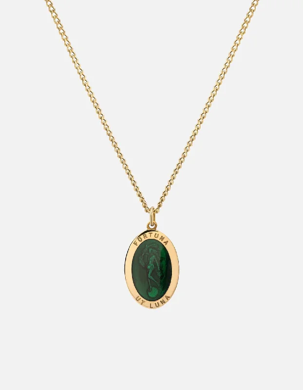 Fortuna Necklace, Gold Vermeil/Green