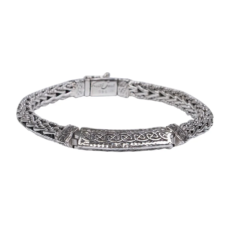 Silver Triangular Bar Dragon Weave Bracelet