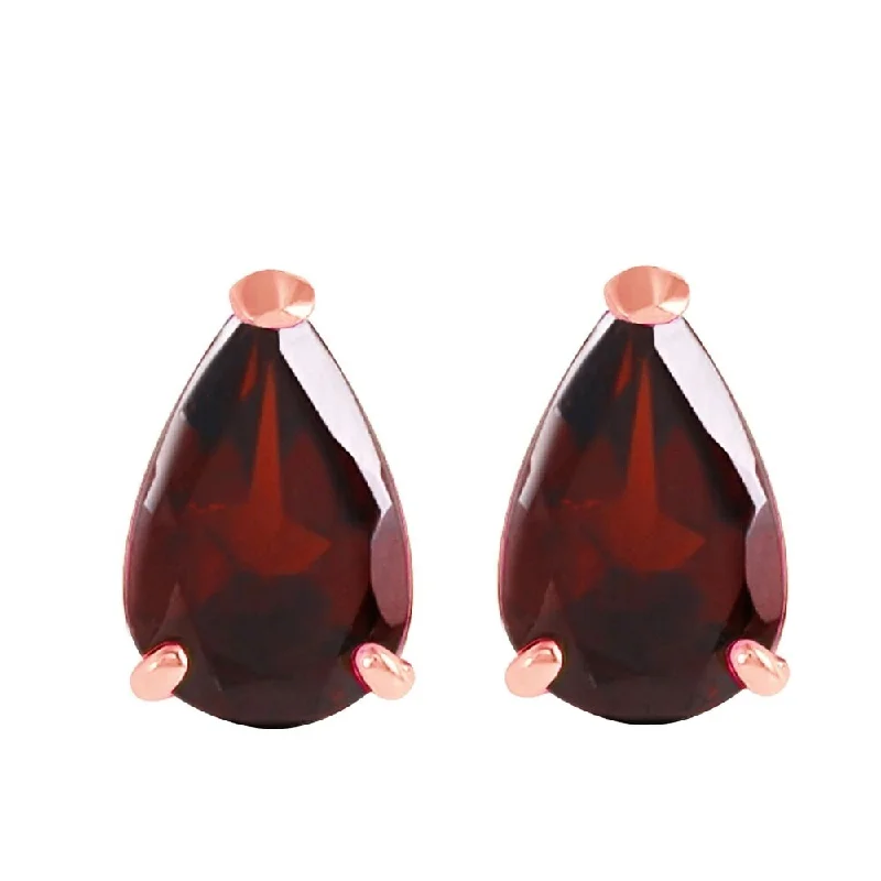 3.15 CTW 14K Solid Rose Gold Stud Earrings Natural Garnet