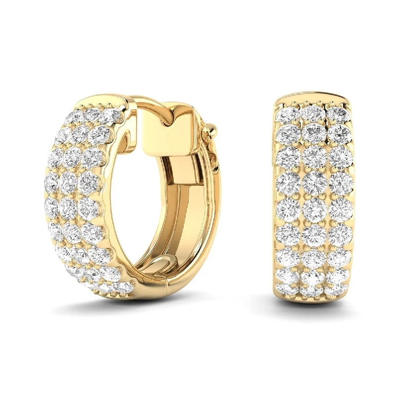 Marquee 1/2 Carat TW Multi-Row Diamond Pave Hoop Earrings in 14K Yellow Gold