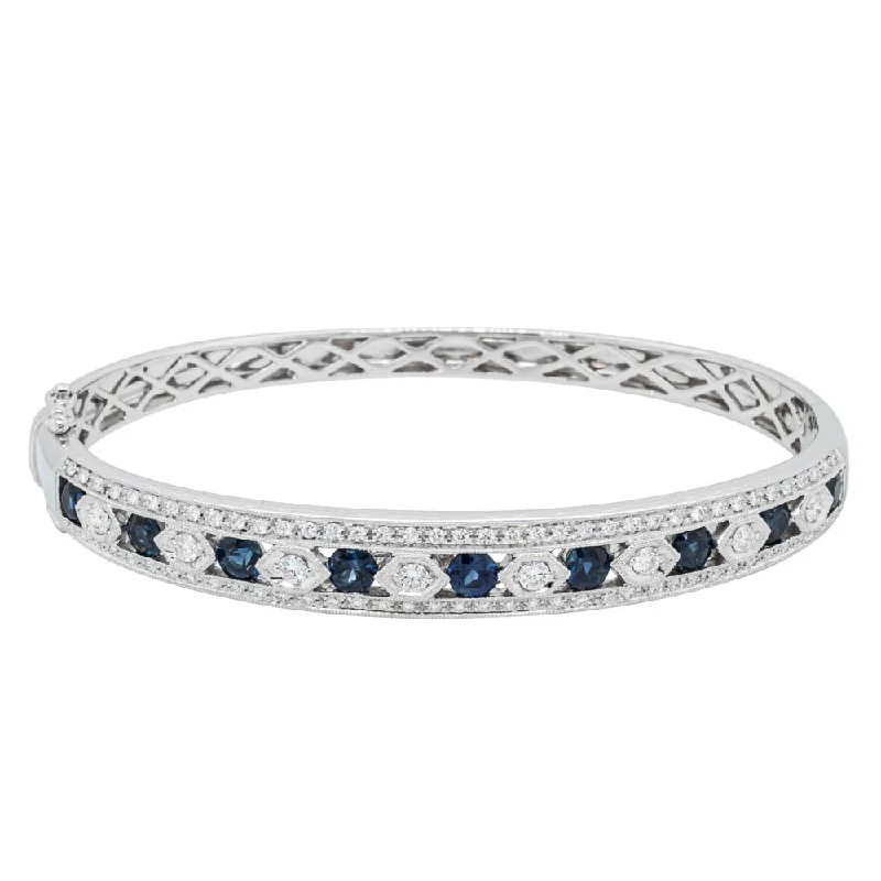 18ct White Gold Sapphire & Diamond Cecelia Bangle