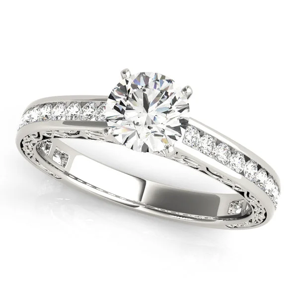 14K Channel Set Antique Side Vintage Engagement Ring