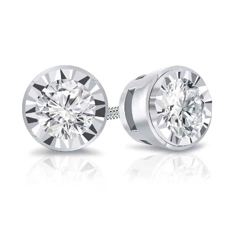 Auriya 1/2ctw Bezel-set Diamond Stud Earrings 14k Gold (G-H, SI1-SI2)