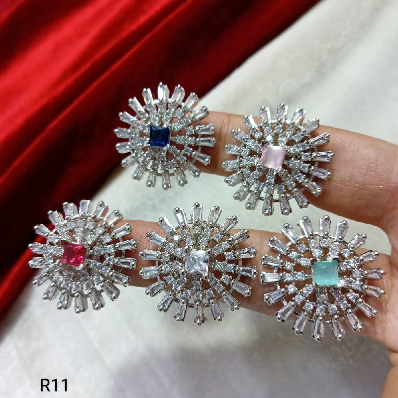 Manisha Jewellery Silver Plated AD Stone Rings