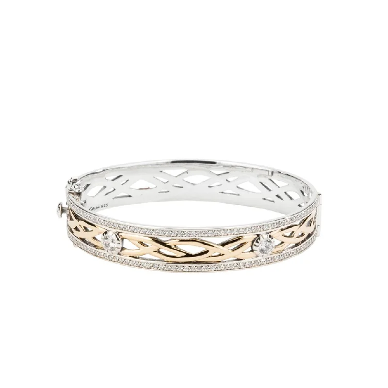 Silver and 10k Gold Brave Heart Celtic Bangle