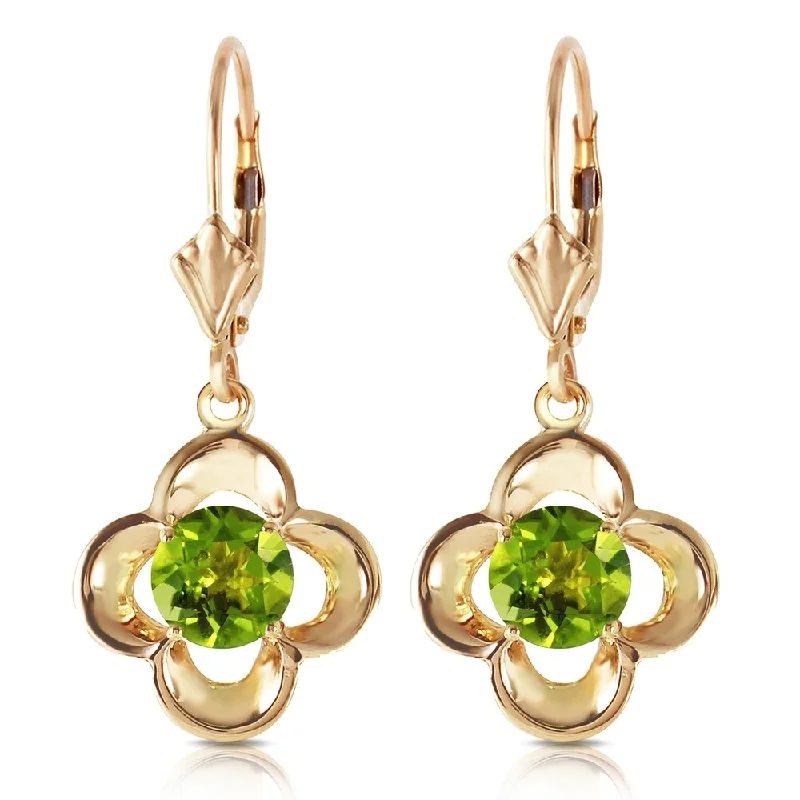 1.1 Carat 14K Solid Gold Adriatic Sea Peridot Earrings