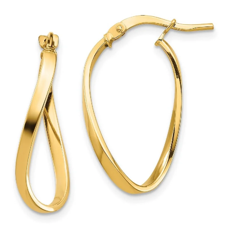 Curata 14k Yellow Gold Polished 24x2mm Wavy Hoop Earrings