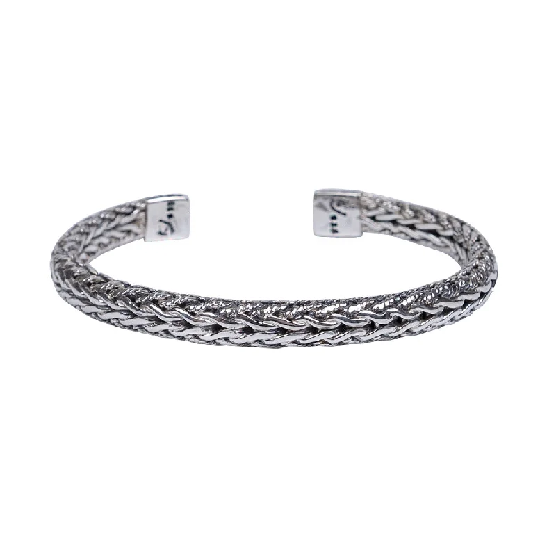 Silver Dragon Weave Oval Bangle