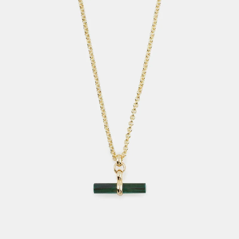 Gold Malachite T-Bar Necklace