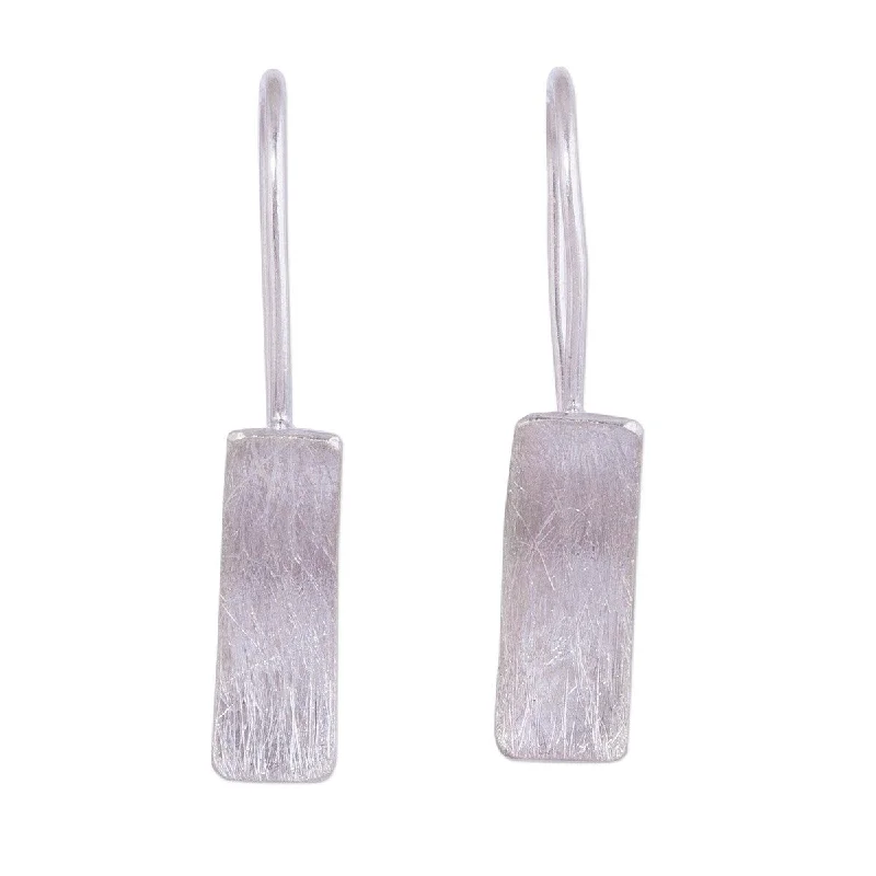 Handmade Sterling Silver 'Simple Element' Earrings (Peru) - 1.5L*0.2W