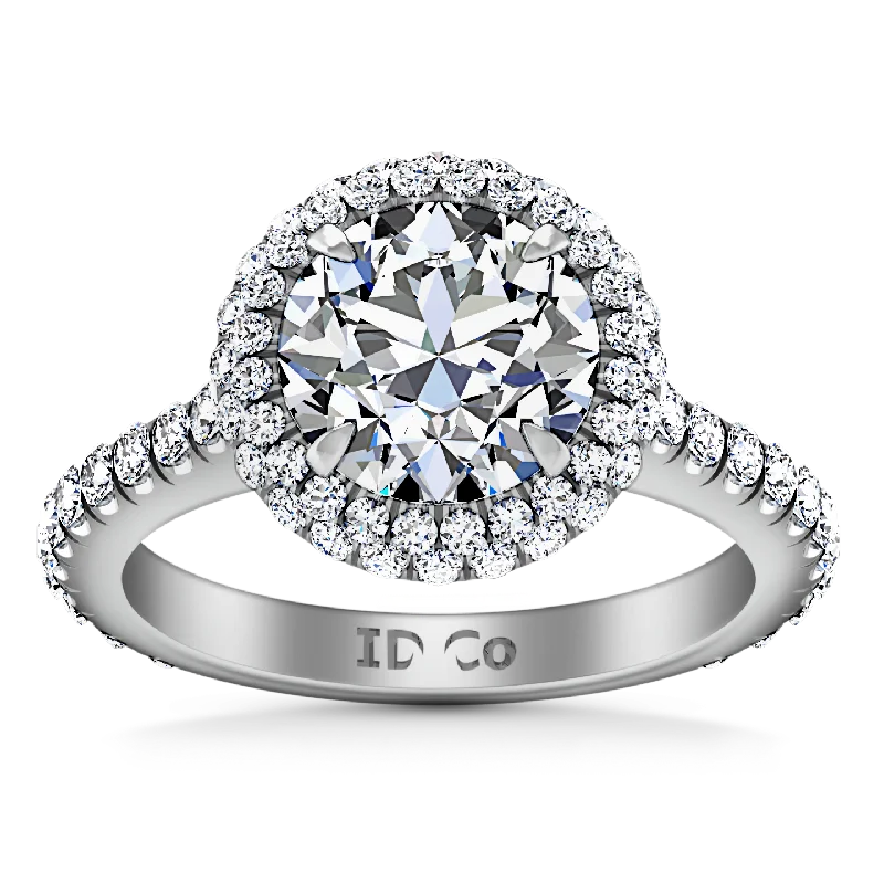 Halo  Engagement Ring Blossom 14K White Gold