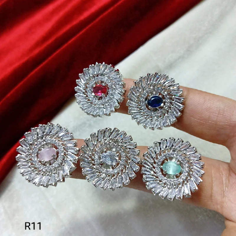 Manisha Jewellery Silver Plated AD Stone Rings