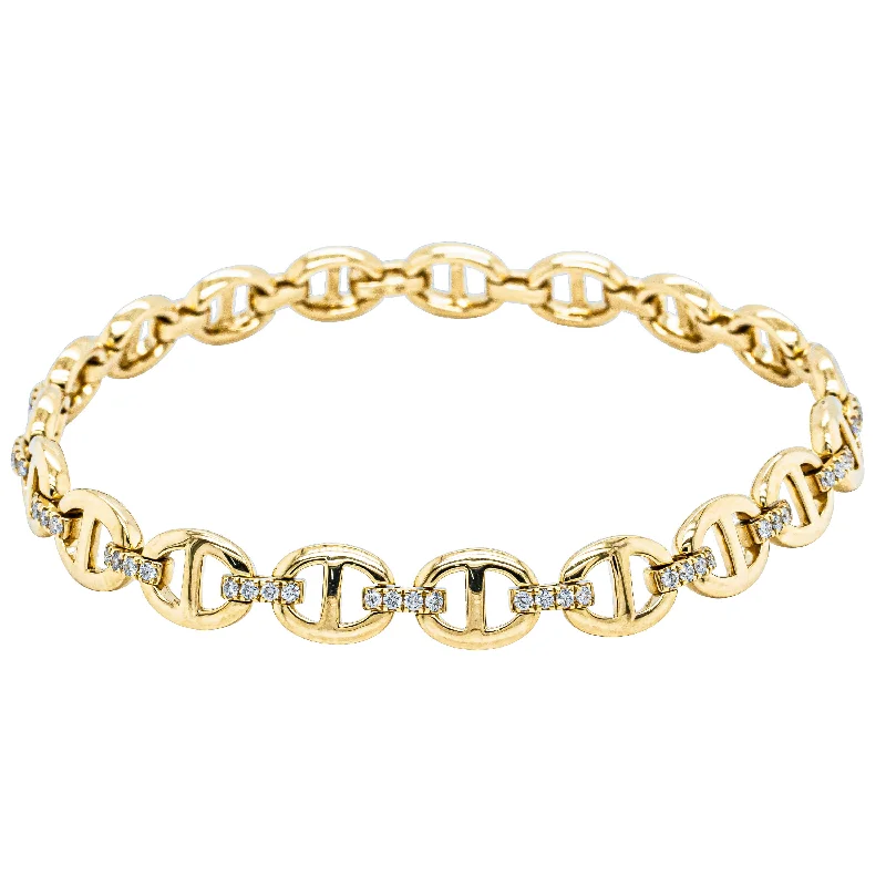 18ct Yellow Gold .57ct Diamond Oval Link Bracelet