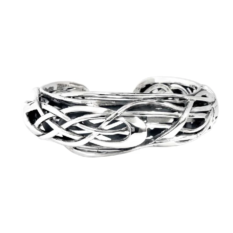 Silver Celtic Organic Knotwork Hinged Bangle