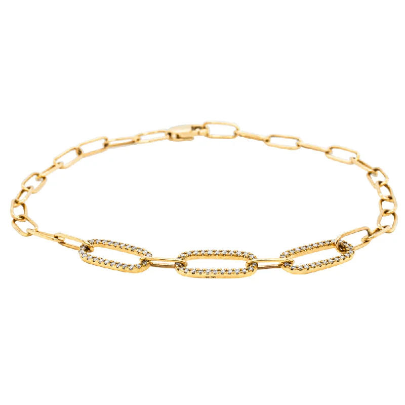 9ct Yellow Gold .21ct Diamond Paperclip Link Bracelet