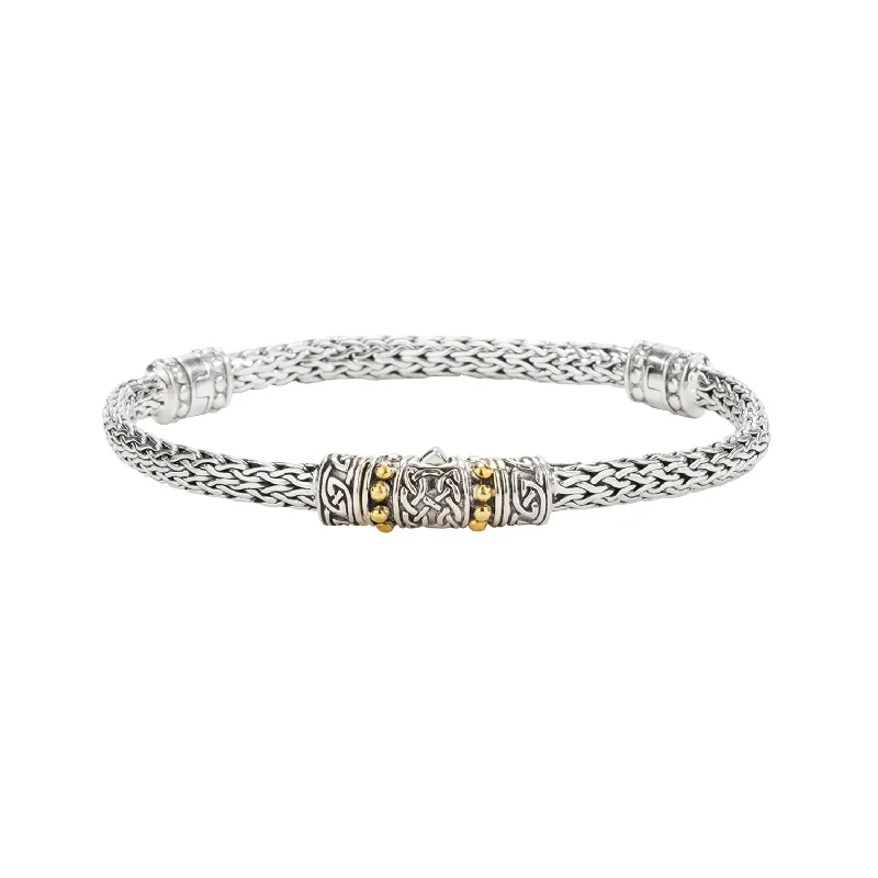 Silver and 18k Gold Dragon Weave Eternity Bracelet