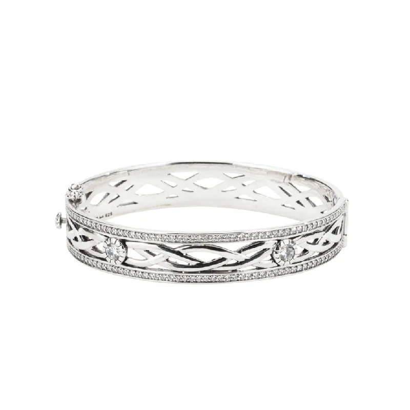 Silver Brave Heart Bangle