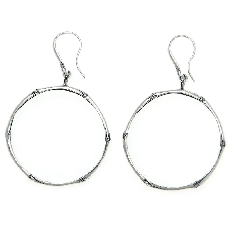 NOVICA Bamboo Circle, Sterling silver dangle earrings - 1.7