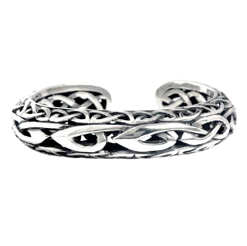 Silver Celtic Knotwork  with Knot Trim Hinged Bangle